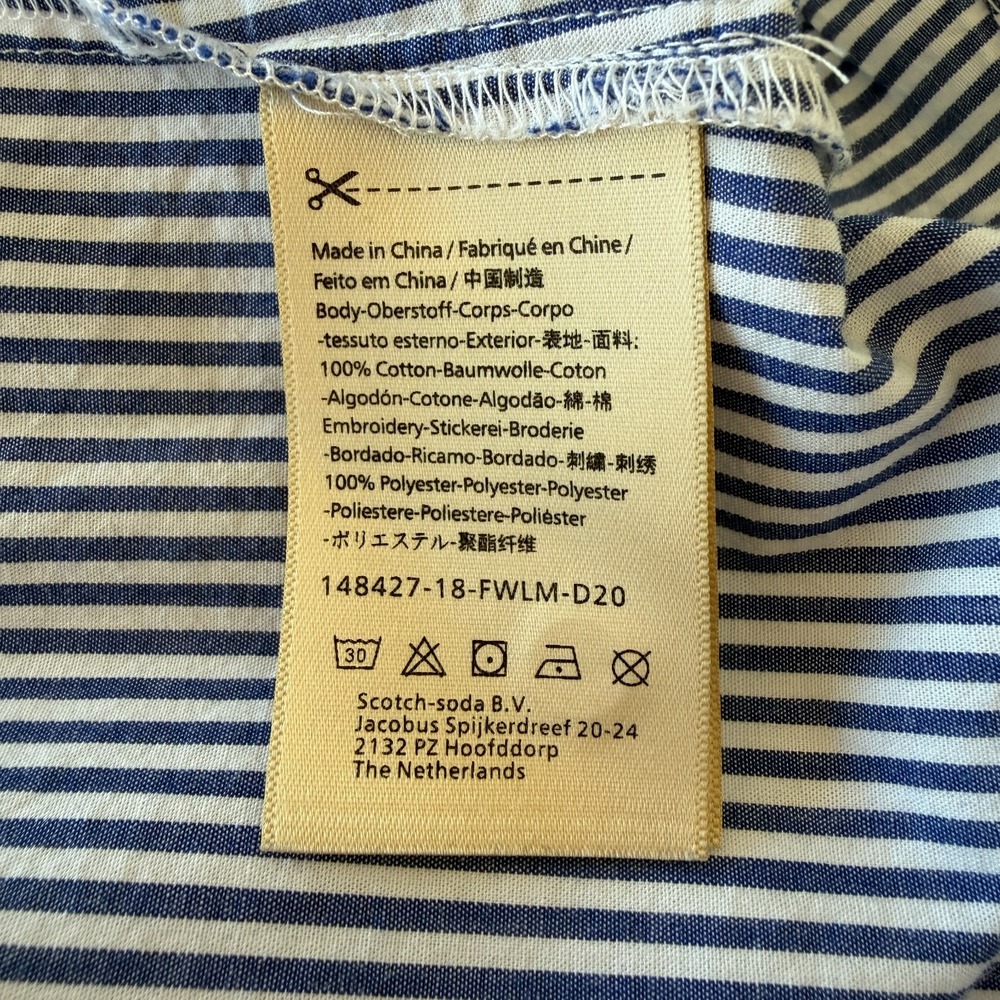 Scotch & Soda Striped Star Embroidered Button Down Shirt Sz L Blue White Cotton - Picture 9 of 10